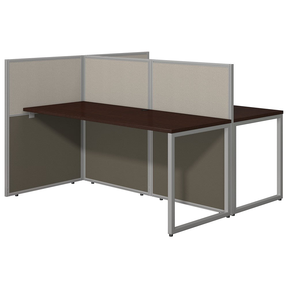 Bush Business Furniture Easy Office 60inW 2-Person Cubicle Desk Workstation With 45inH Panels, Mocha Cherry/Silver Gray, Standard Delivery