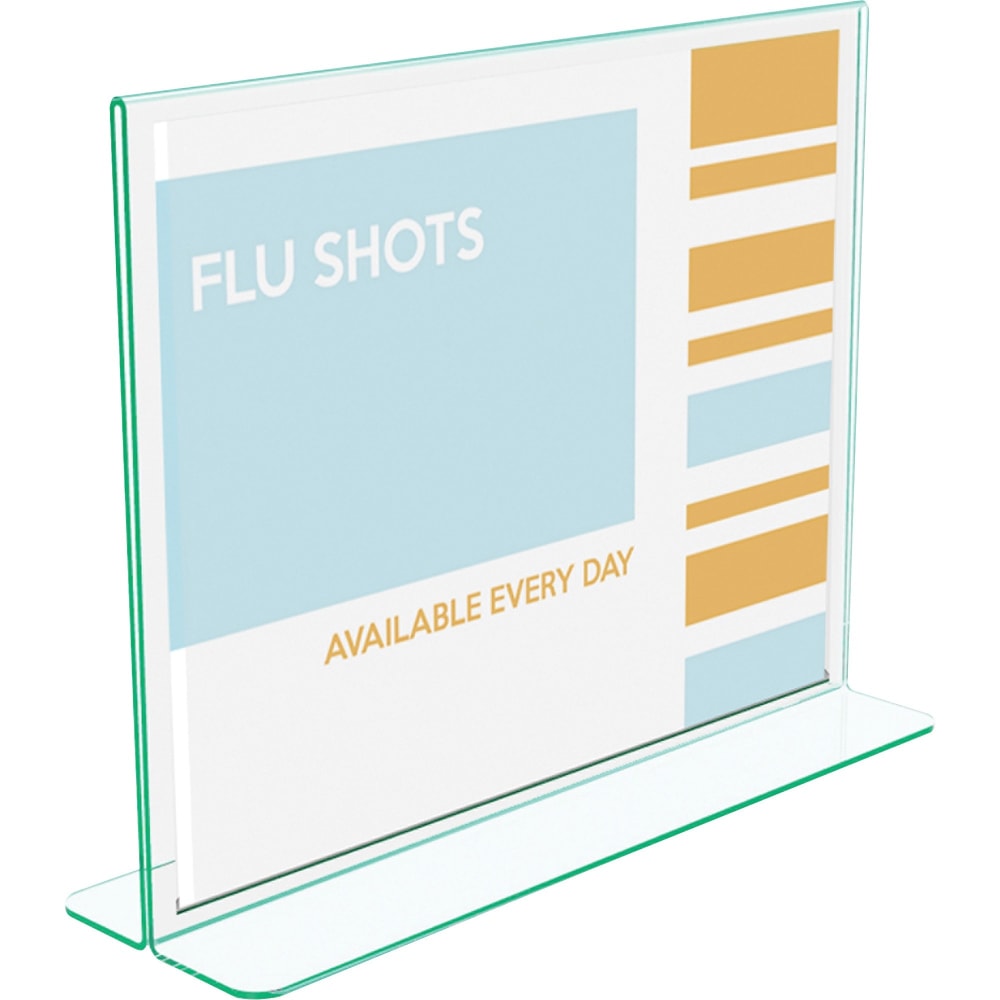 deflecto Superior Image Green Edge Sign Holder - 1 Each - 11in Width x 8.5in Height - Side-loading, Bottom Loading - Clear