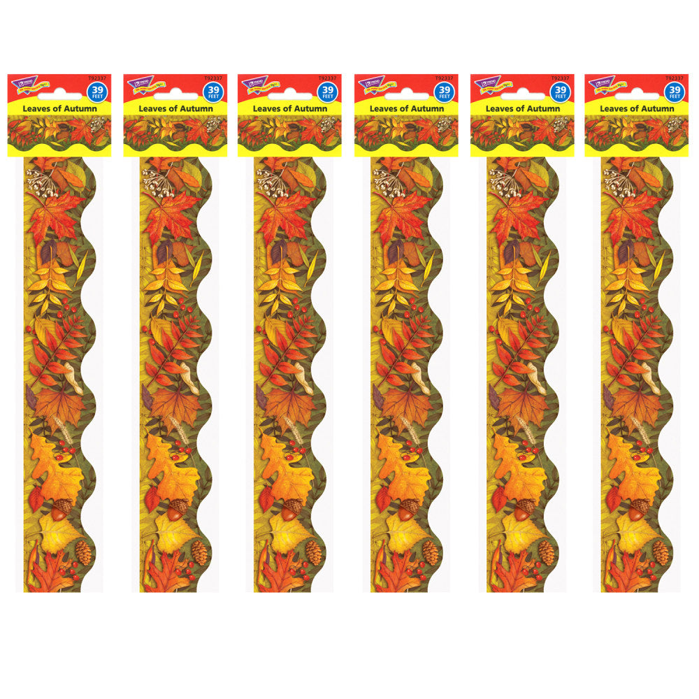 Trend Terrific Trimmers, Leaves of Autumn, 39ft Per Pack, Set Of 6 Packs