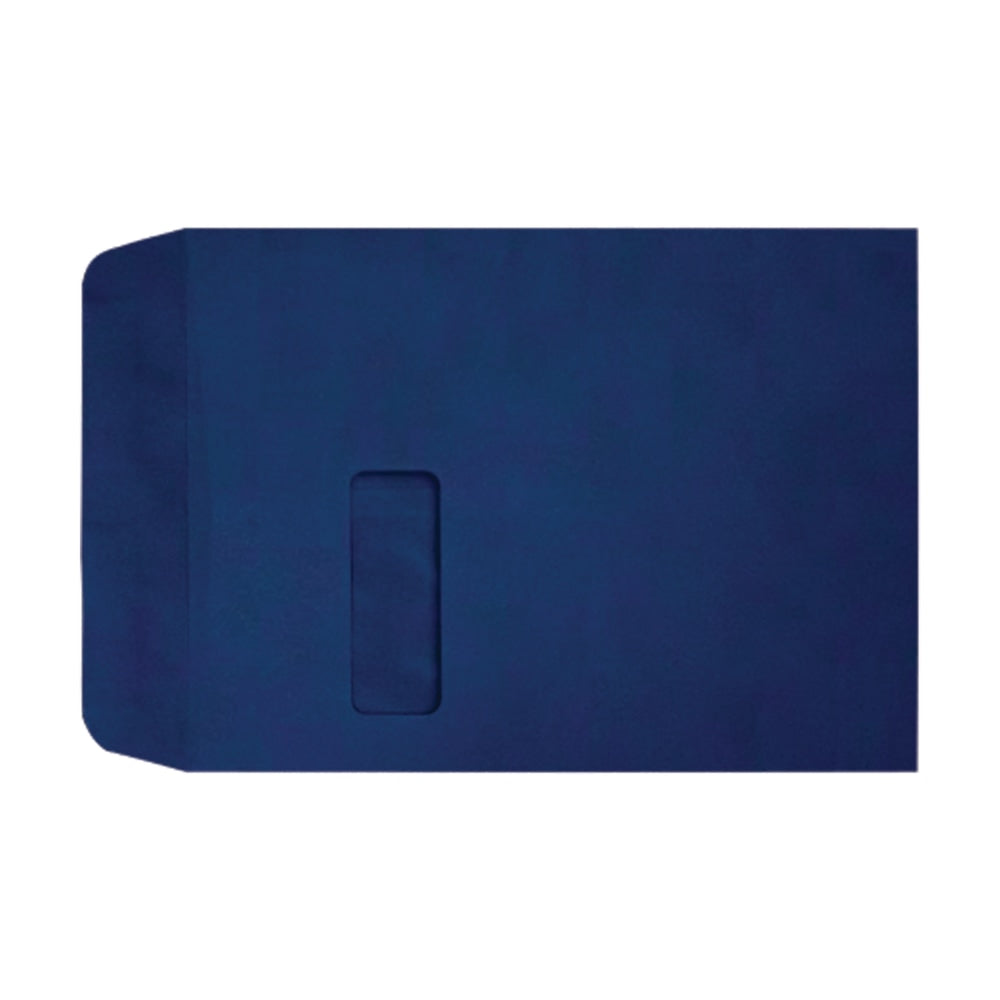 LUX #9 1/2 Open-End Window Envelopes, Top Left Window, Self-Adhesive, Navy, Pack Of 50