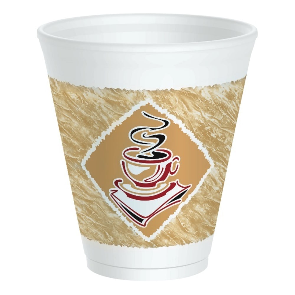 Dart Cafe G Design Foam Cups, 12 Oz, Brown/Red/White, Box Of 1,000 Cups