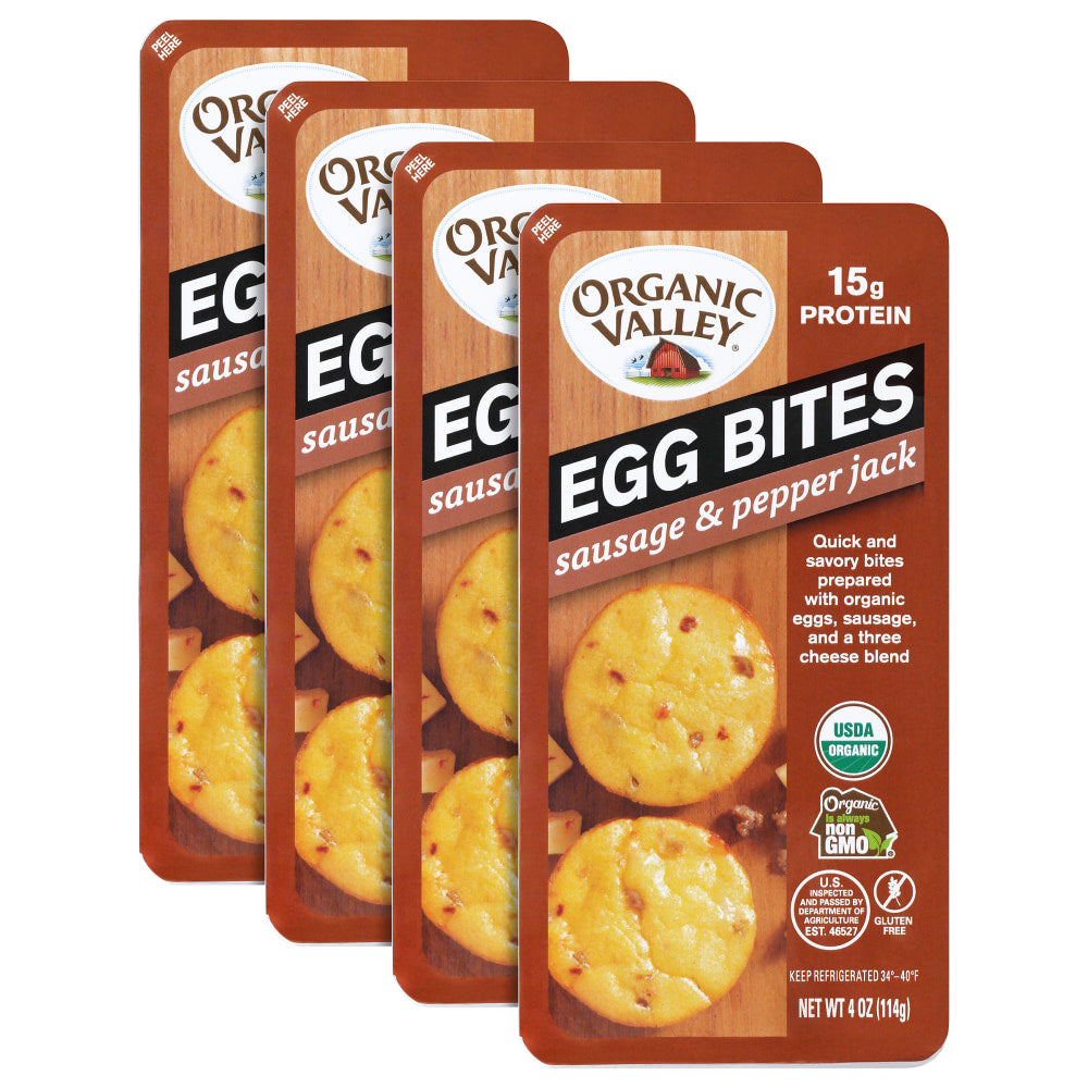 Organic Valley Sausage & Pepper Jack Egg Bites, 4 Oz, 2 Bites Per Pack, Set Of 4 Packs