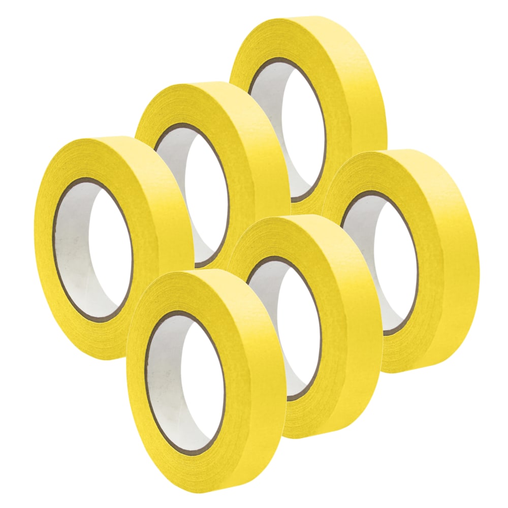DSS Distributing Premium-Grade Masking Tape, 3in Core, 1in x 55 Yd., Yellow, Pack Of 6