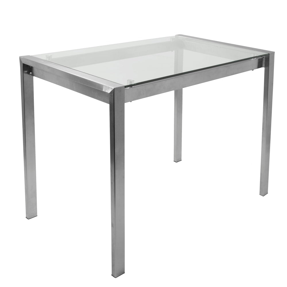 Lumisource Fuji Contemporary Counter Table, Rectangular, Glass/Stainless Steel