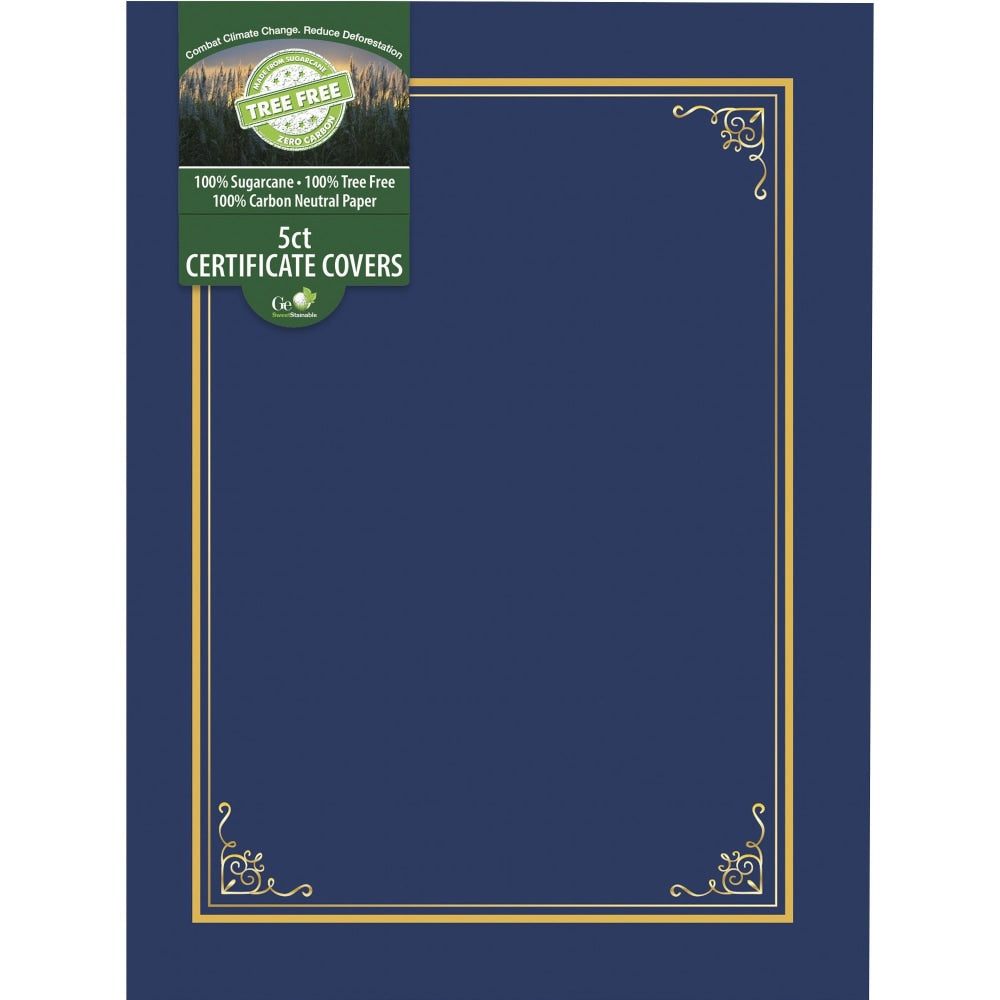 Geographics Letter Certificate Holder - 8 1/2in x 11in - Navy - 5 / Pack