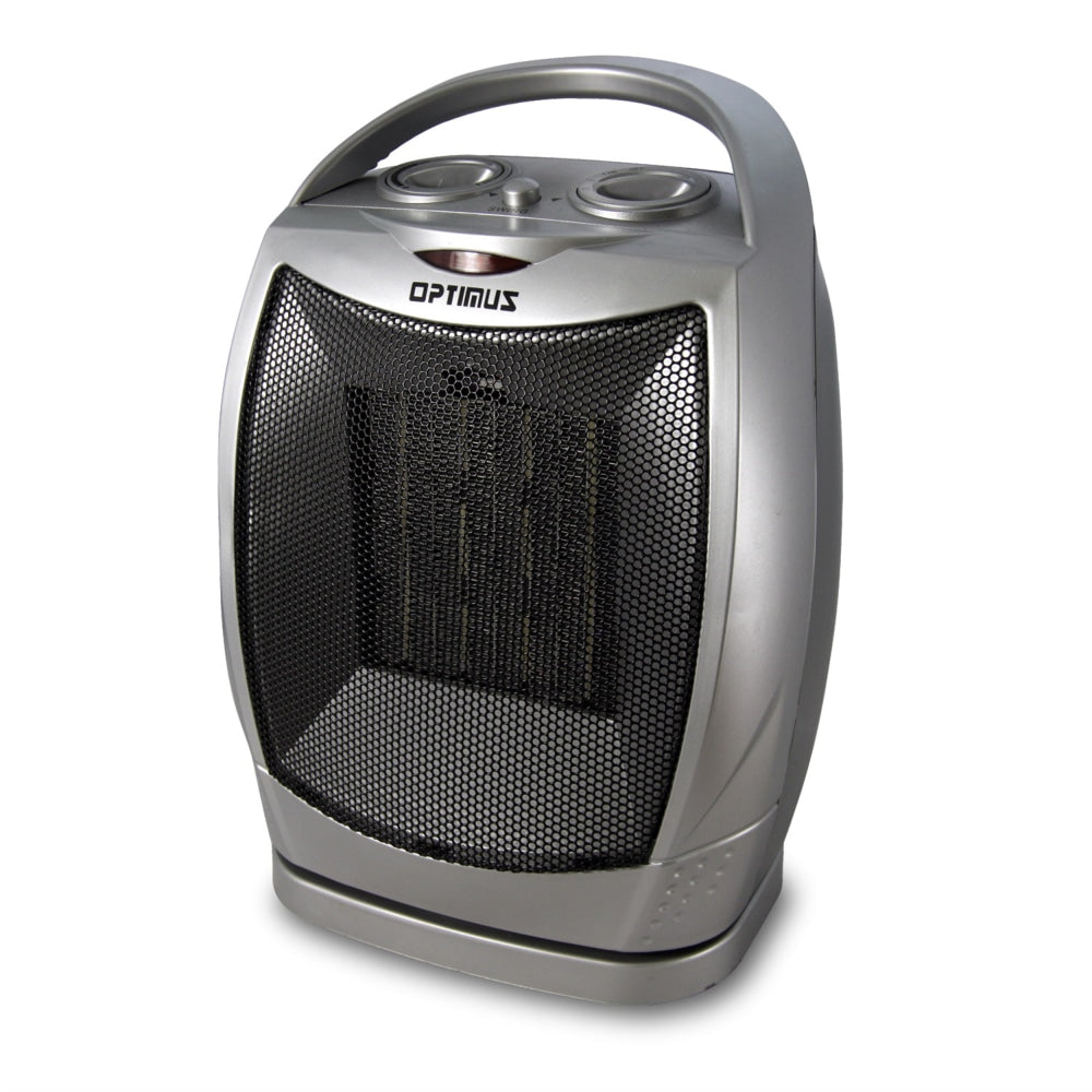 Optimus Portable Oscillating Ceramic Heater With Thermostat, 11-1/2in x 6-1/4in