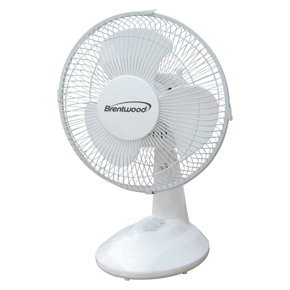 Brentwood Kool Zone Oscillating Desk Fan, 11-3/4inH x 7-3/4inW x 11-1/4inD, White
