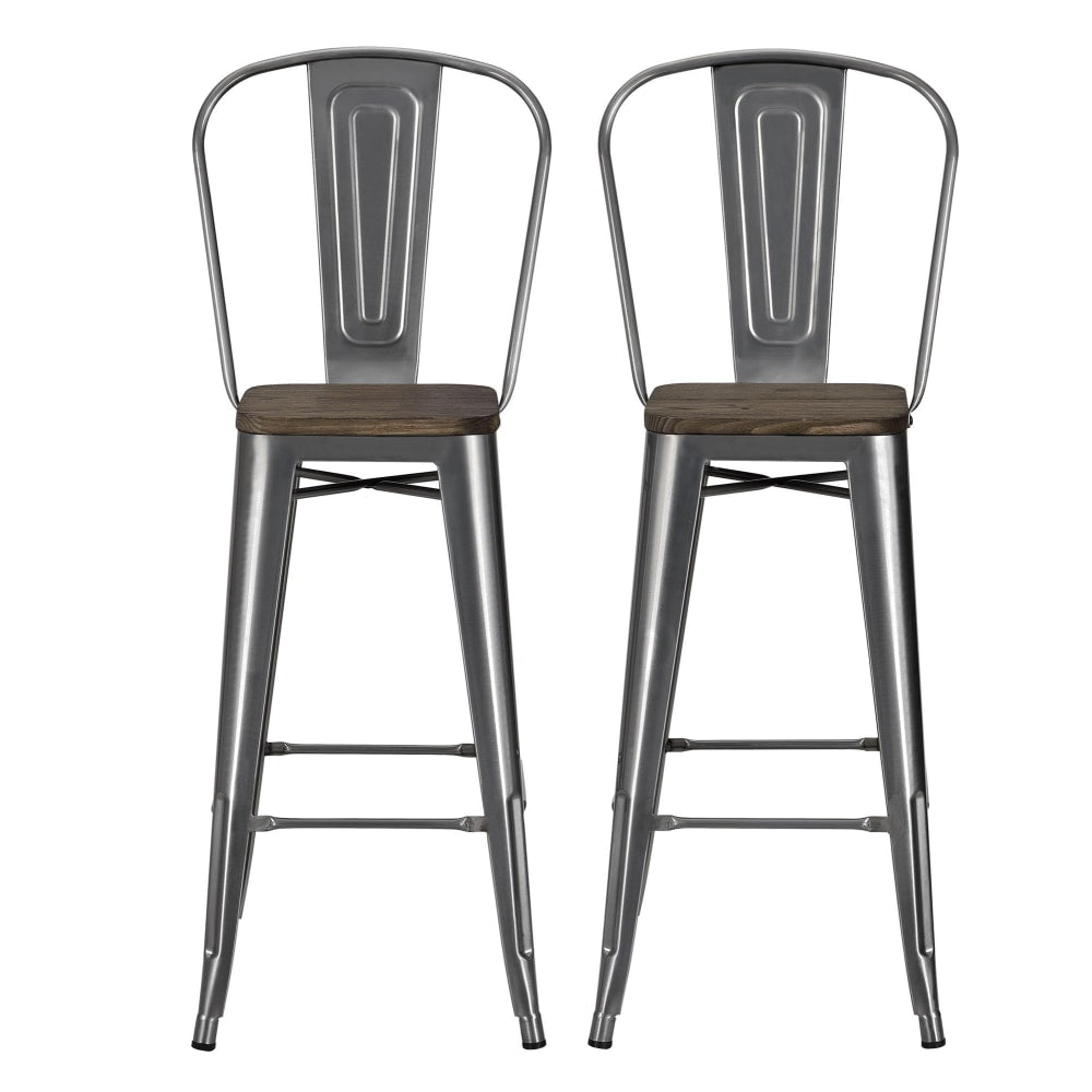 DHP Luxor Metal Bar Stools, Charcoal, Set Of 2