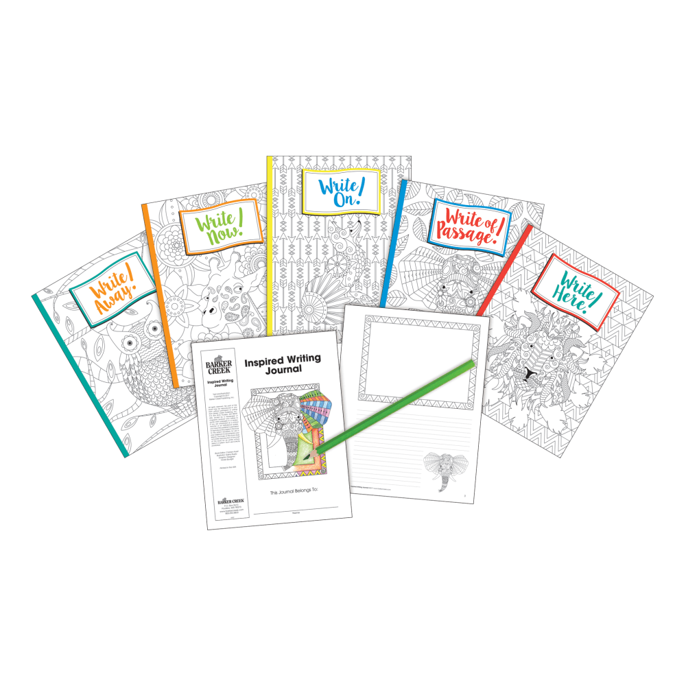 Barker Creek Color Me! Boho-Inspired Writing Journals, 8-1/2in x 11in, College Ruled, 48 Pages (24 Sheets), Set Of 5