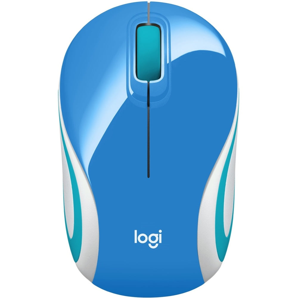Logitech Wireless Mini Mouse M187 Ultra Portable, 2.4 GHz with USB Receiver, 1000 DPI Optical Tracking, 3-Buttons, PC / Mac / Laptop - Palace Blue - Optical - Wireless - Radio Frequency - Blue - USB - 1000 dpi - Scroll Wheel - 3 Button(s)