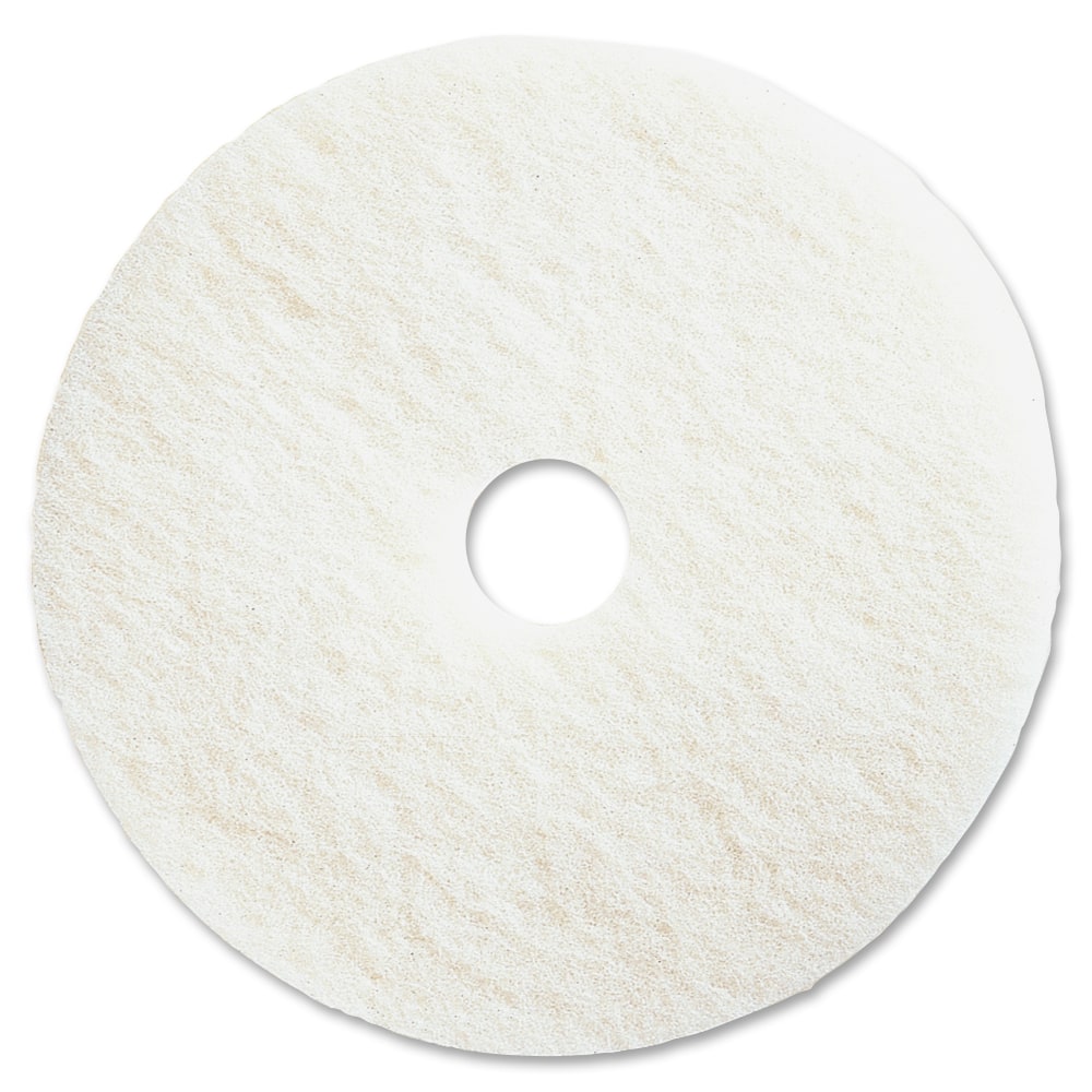Genuine Joe Polishing Floor Pad - 18in Diameter - 5/Carton x 18in Diameter x 1in Thickness - Resin, Fiber - White
