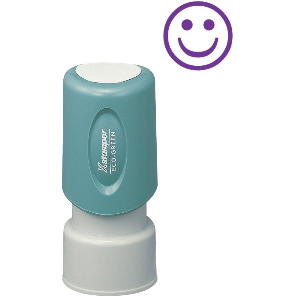 Xstamper Pre-Inked Specialty Smiley Face Stamp, 65% Recycled, 100000 Impressions, Blue