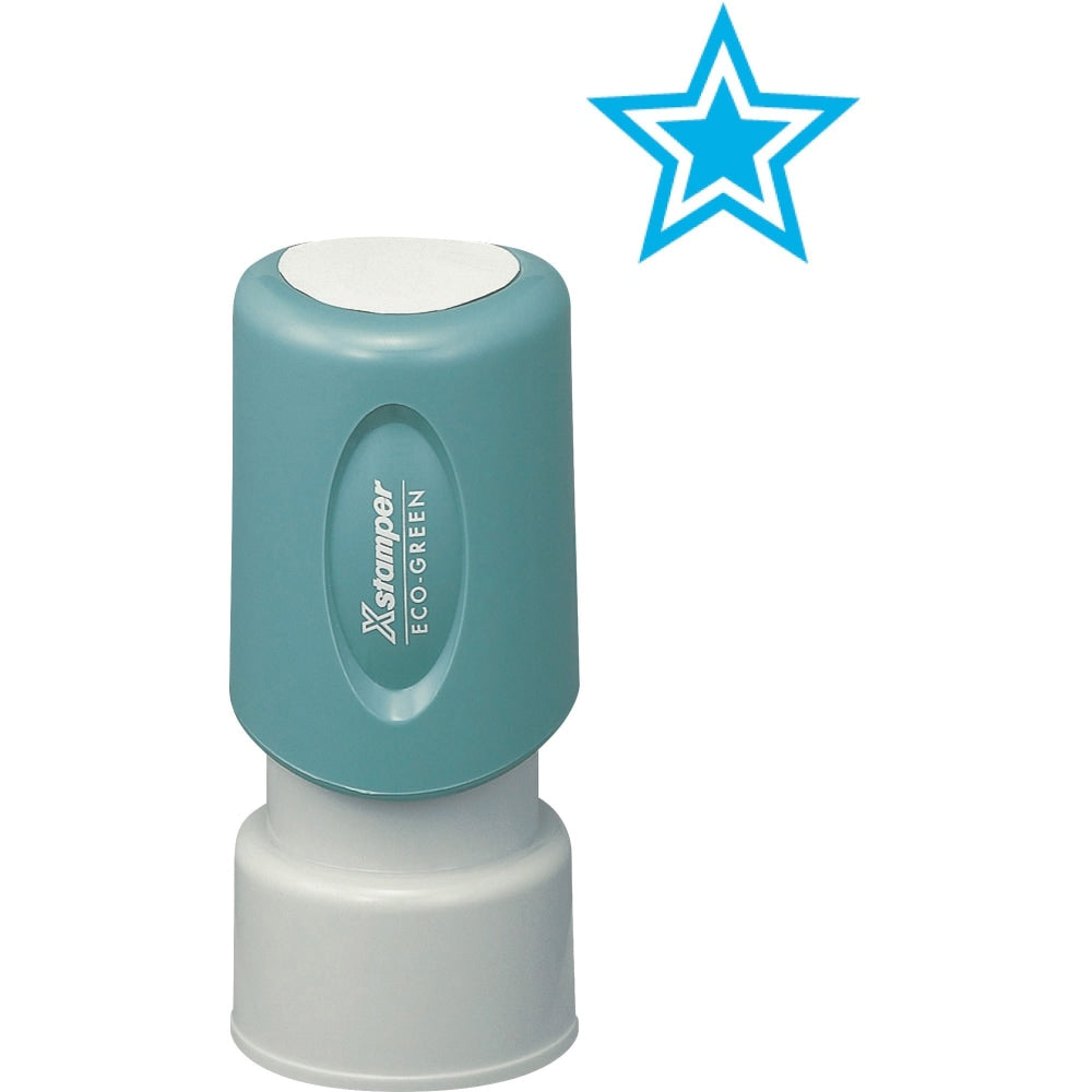 Xstamper Pre-Inked Star Shape Stamp, 65% Recycled, 100000 Impressions, Light Blue