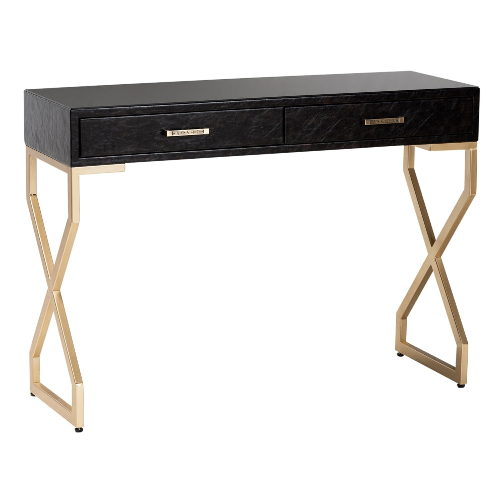 Baxton Studio Modern Console Table, 30-1/8inH x 41-5/16inW x 14-13/16inD, Dark Brown/Gold