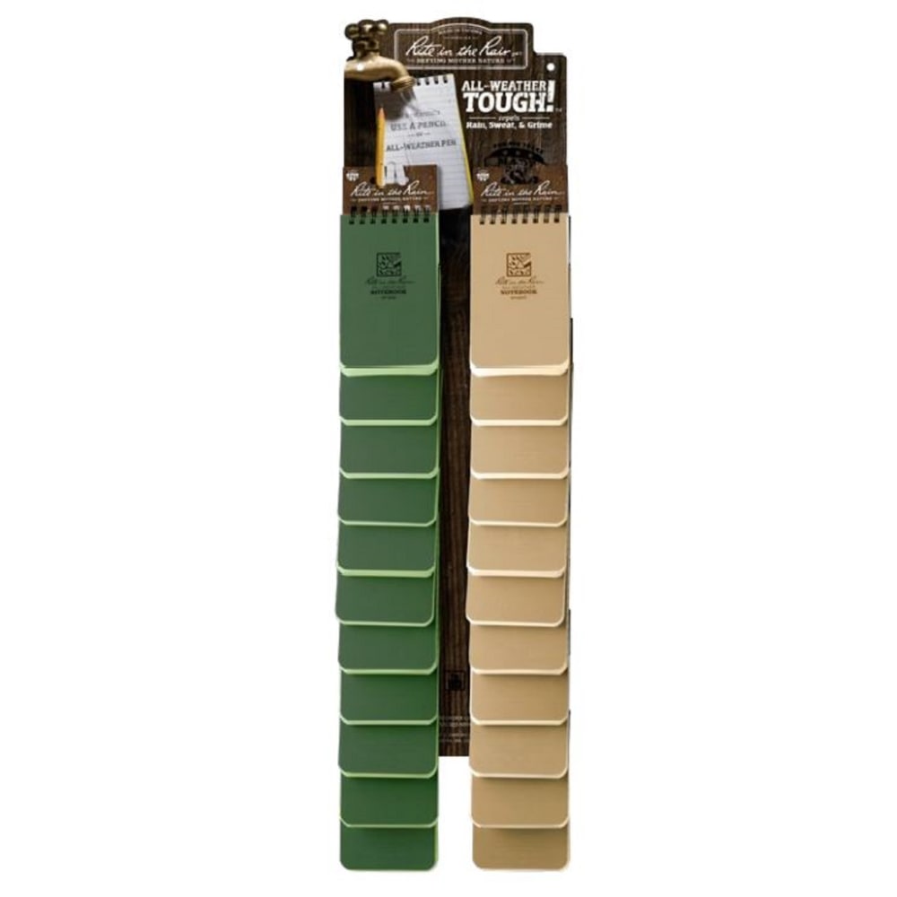 Rite In The Rain Notebook Bundle, 3in x 5in, Green/Tan, Set Of 24 Books