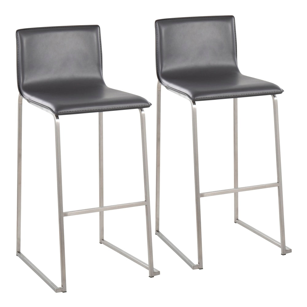 LumiSource Mara Bar Stools, Silver/Gray, Set Of 2 Stools