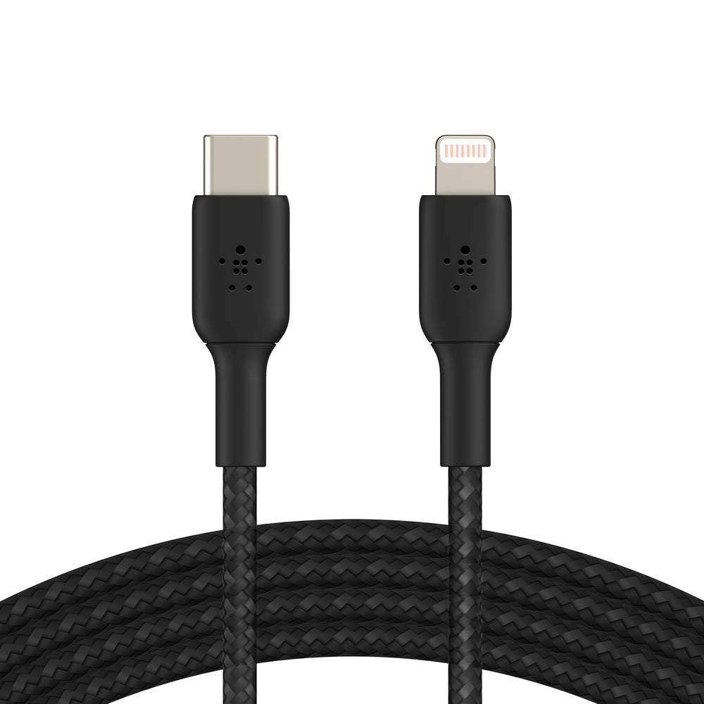 Belkin Lightning-To-USB-C Braided Cable, 3.3ft, Black, CAA004BT1MBK