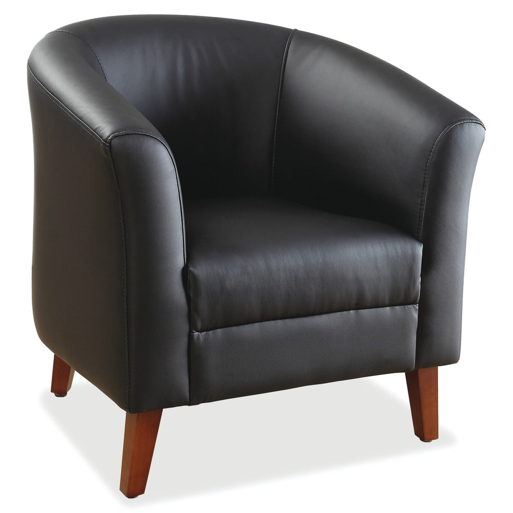 Lorell Barrel Club Bonded Leather Armchair, Black