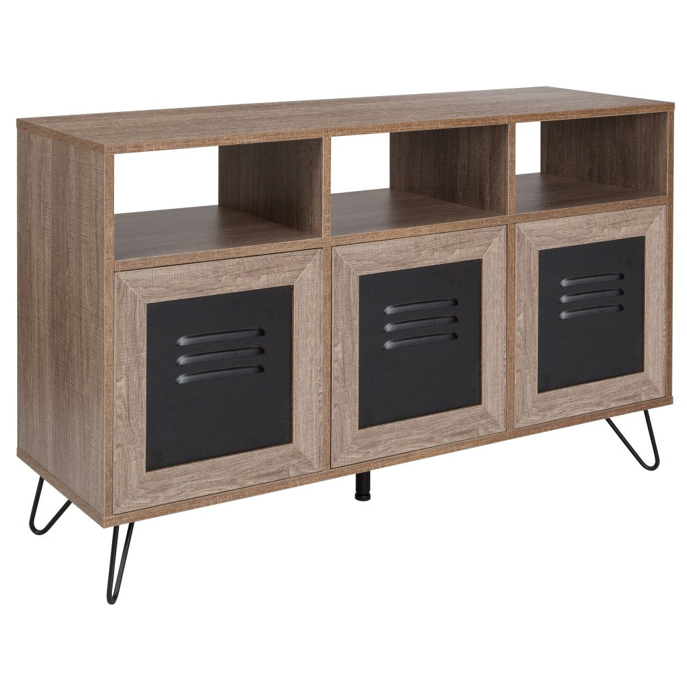 Flash Furniture 3-Shelf Storage Console Table, 26-1/2inH x 44inW x 13-3/4in, Rustic