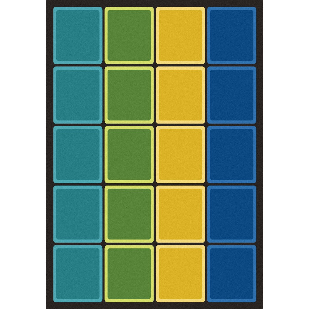 Joy Carpets Kids Essentials Rectangle Area Rug, Blocks Abound, 5-1/3ft x 7-33/50ft, Earthtone