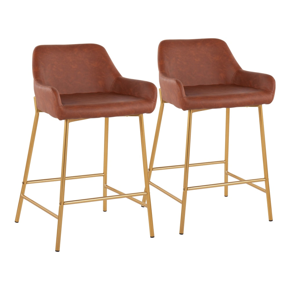 Lumisource Daniella Counter Stools, Camel/Gold, Set Of 2 Stools