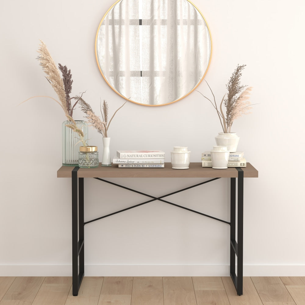 Flash Furniture Console Table, 30inH x 47-1/4inW x 23-3/4inD, Black/Rustic