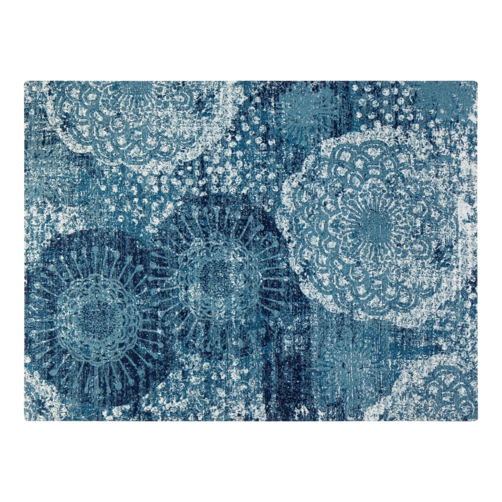Anji Mountain Maldives Rug'd Chair Mat, 1/2inH x 36inW x 48inD, Blue/Ivory