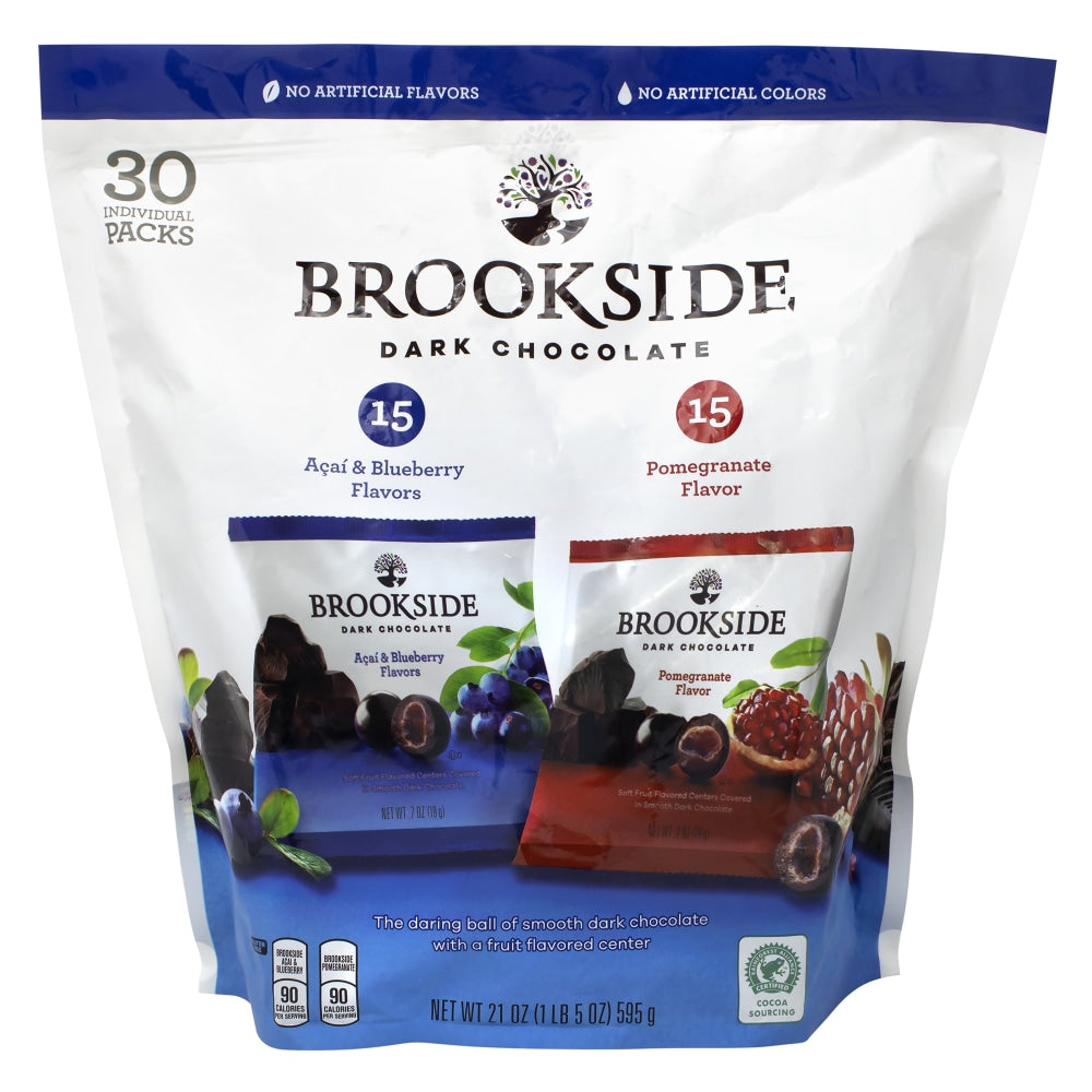 Brookside Fruit & Dark Chocolate Packs, Acai And Blueberry/Pomegranate, 0.7 Oz, Bag Of 30 Packs