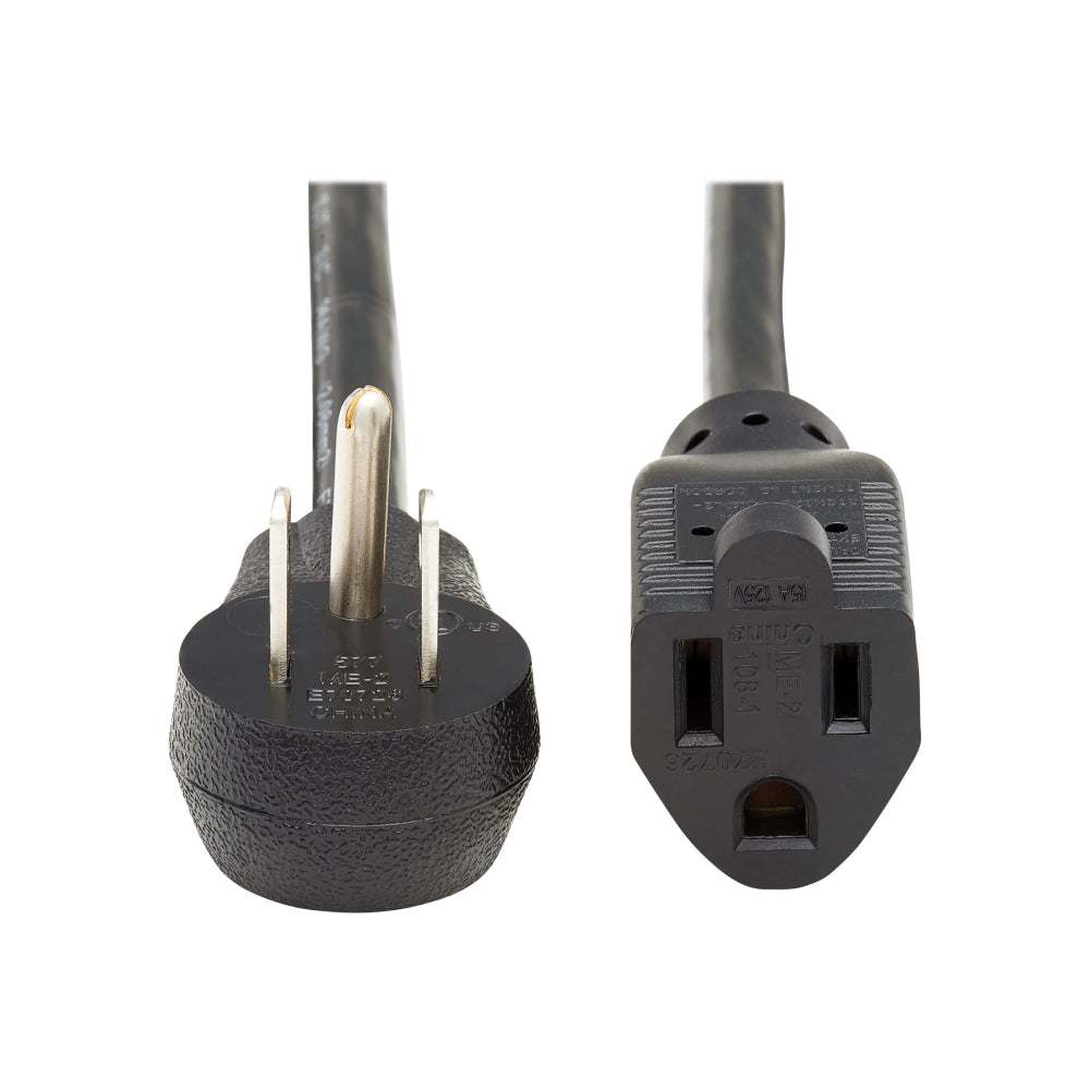 Eaton Tripp Lite Series Power Extension Cord, Right-Angle NEMA 5-15P to NEMA 5-15R - Heavy-Duty, 15A, 120V, 14 AWG, 10 ft. (3.05 m), Black - Power extension cable - power NEMA 5-15R (R) to NEMA 5-15P (P) right-angled - AC 120 V - 15 A - 10 ft - black