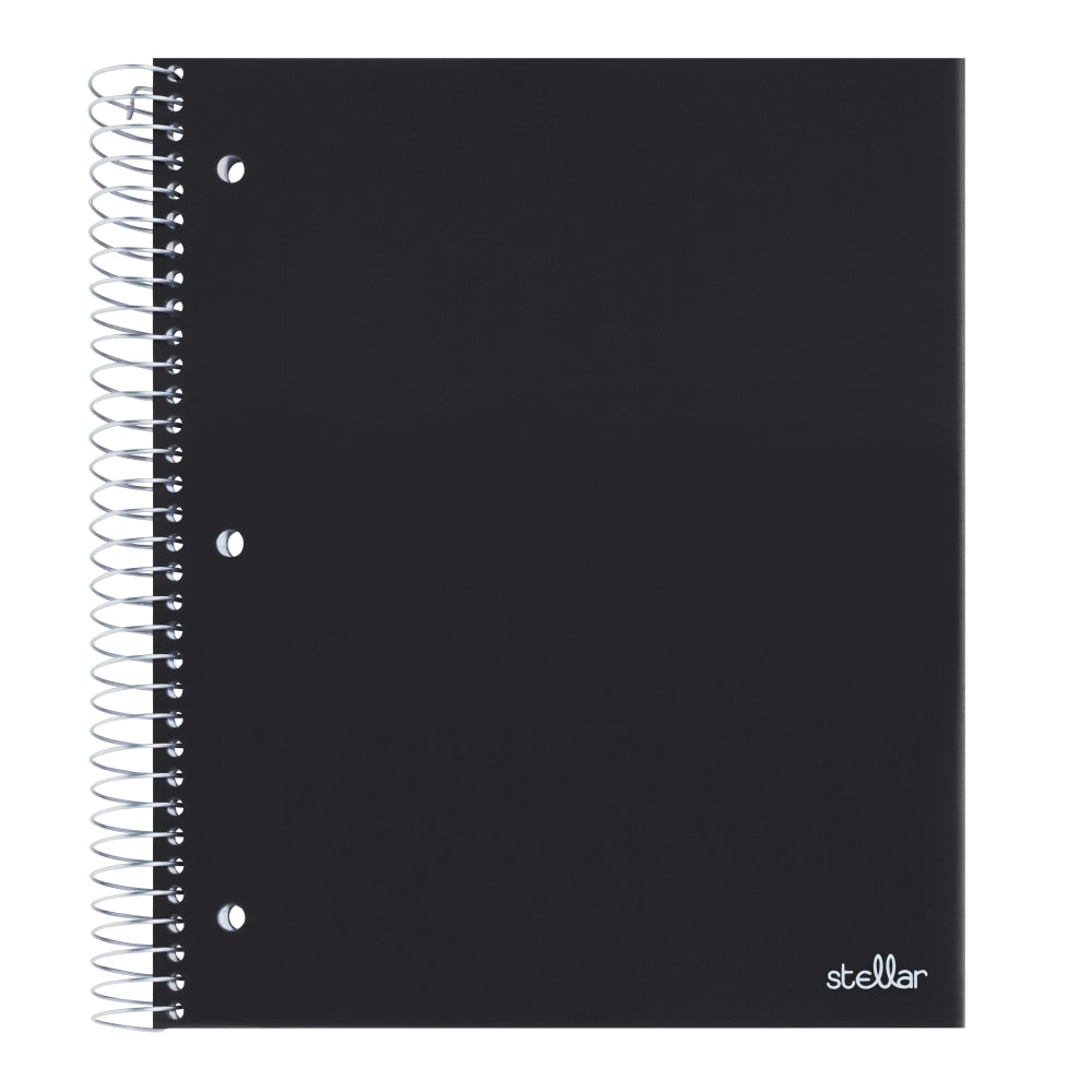 Office Depot Brand Stellar Poly Notebook, 8-1/2in x 11in, 3 Subject, College Ruled, 150 Sheets, Black