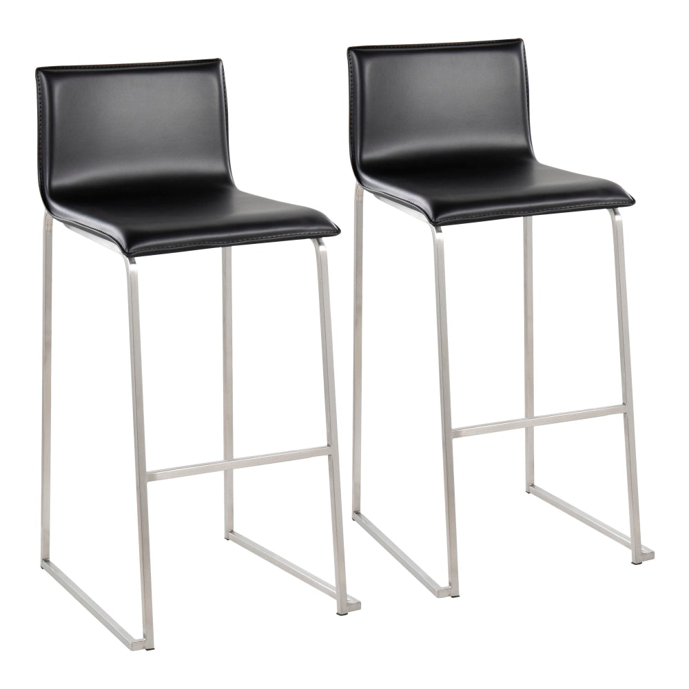 LumiSource Mara Bar Stools, Silver/Black, Set Of 2 Stools
