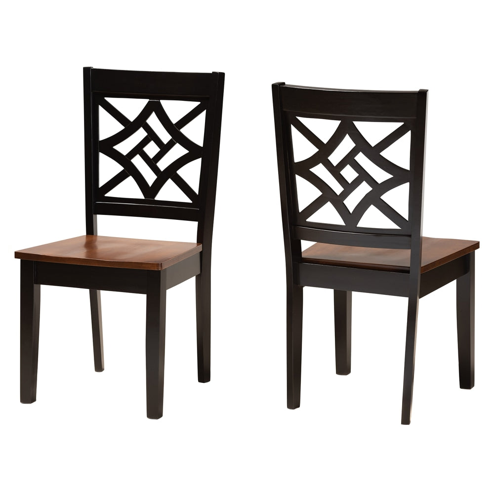 Baxton Studio Nicolette Dining Chairs, Dark Brown/Walnut Brown, Set Of 2 Chairs